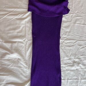 Purple Ribbed Knit Scarf